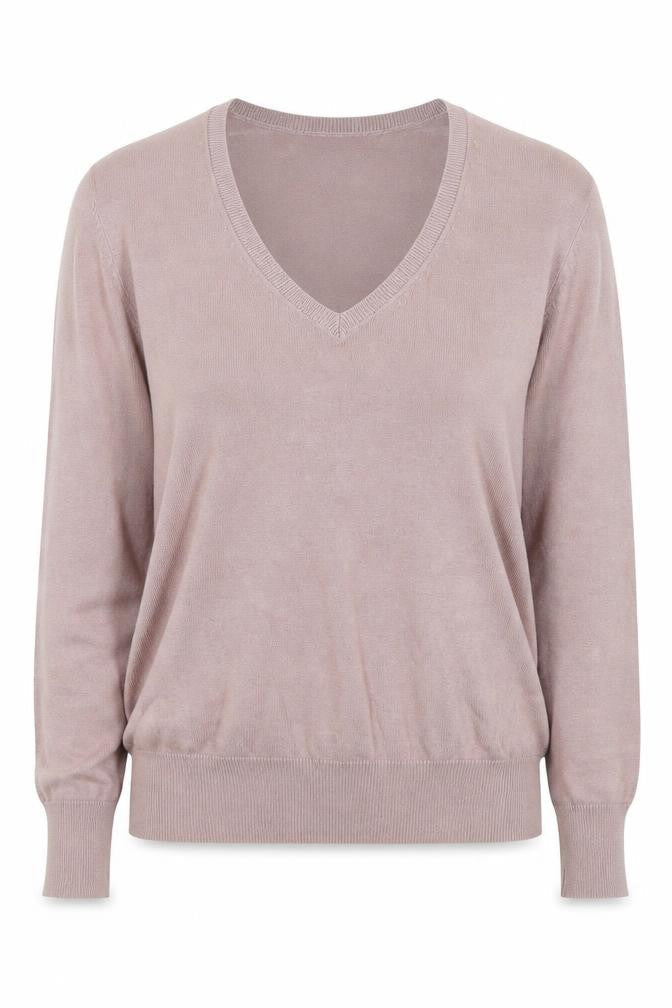 H&M Womens Beige V-Neck Viscose Pullover Jumper Size S