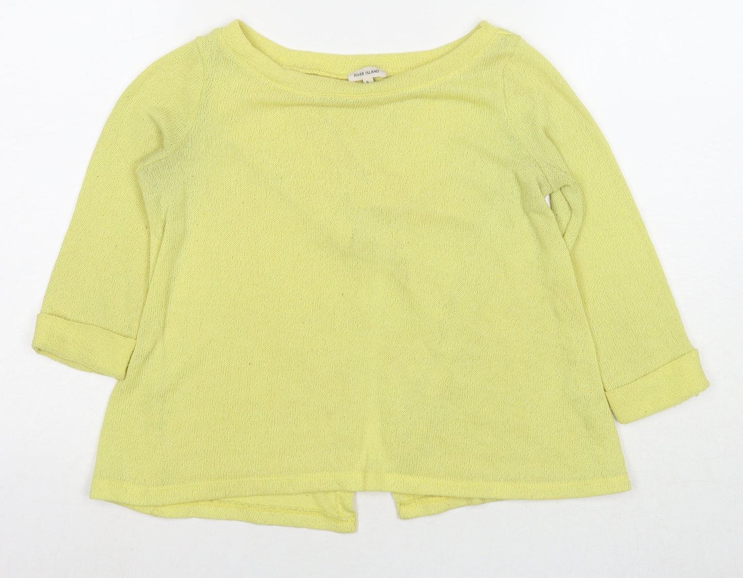 River Island Womens Yellow Round Neck Polyester Pullover Jumper Size 6