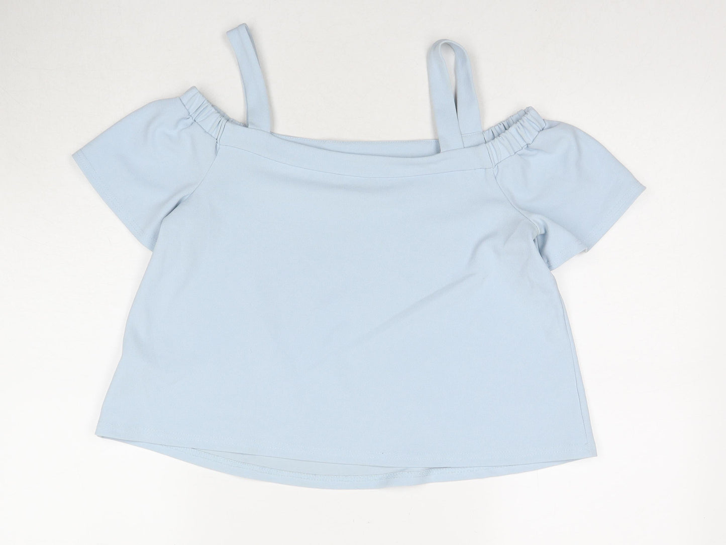 New Look Girls Blue Polyester Basic T-Shirt Size 12-13 Years Off the Shoulder Pullover