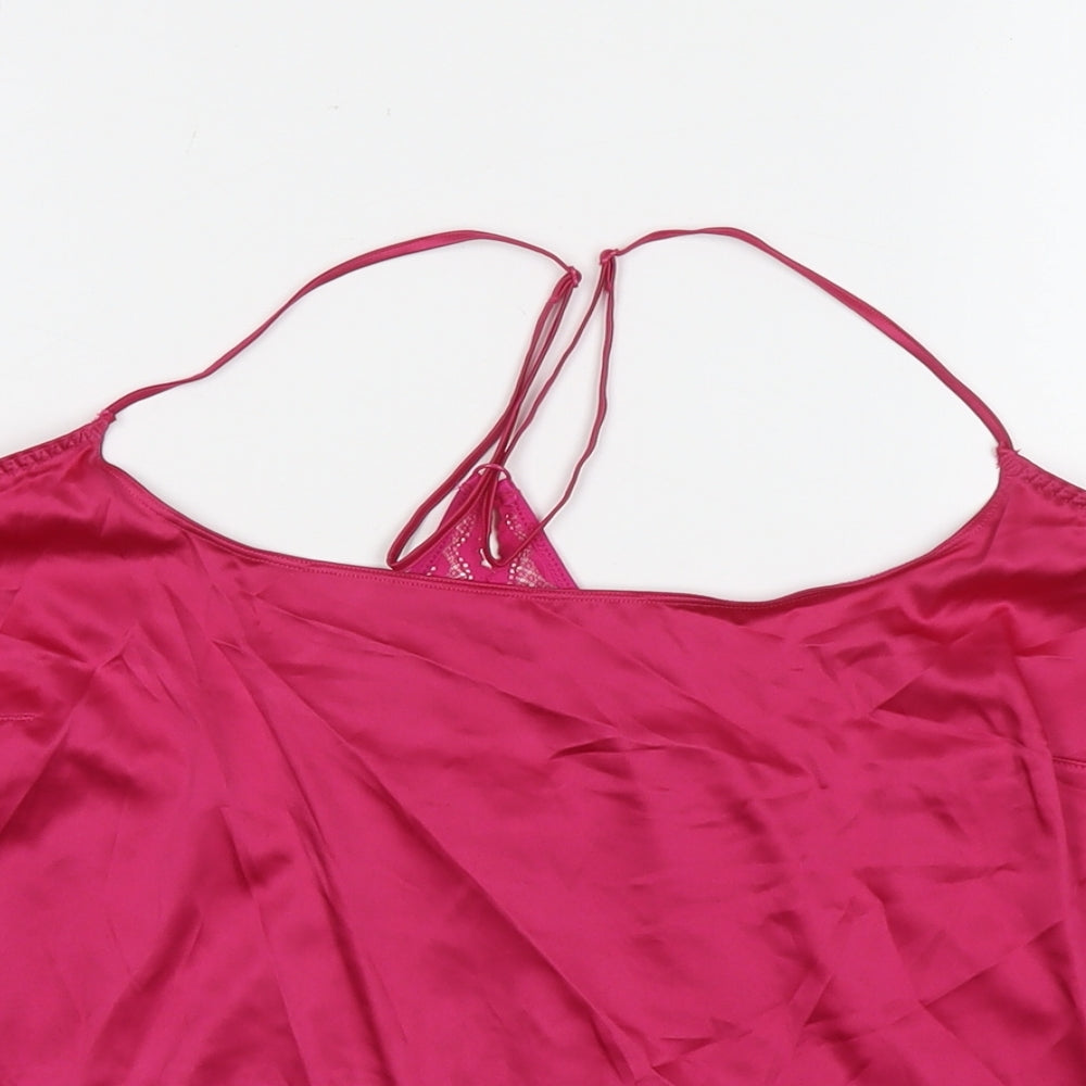 Marks and Spencer Womens Pink Polyester Camisole T-Shirt Size L Round Neck