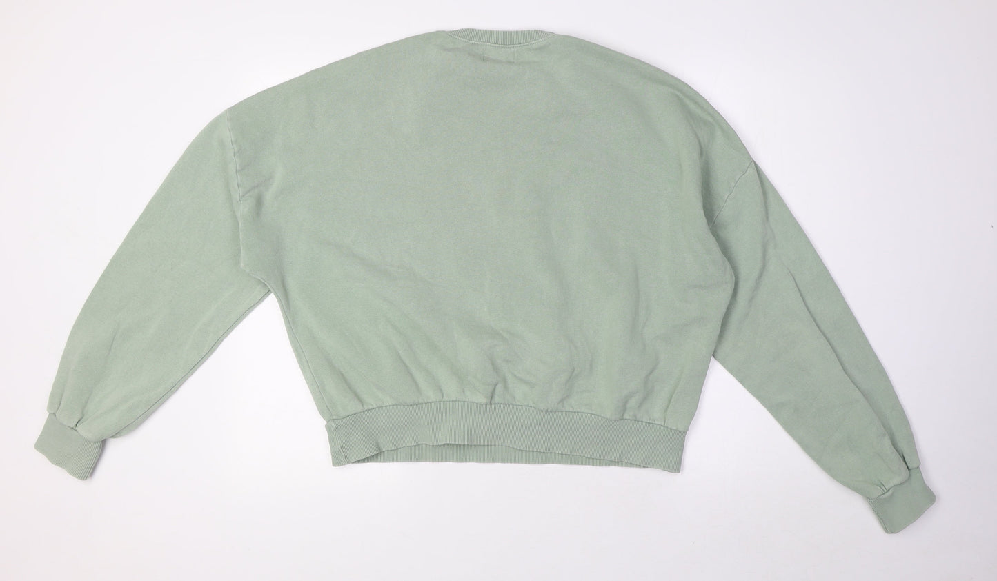 Pull&Bear Womens Green Cotton Pullover Sweatshirt Size L - NationalWinnersChmps