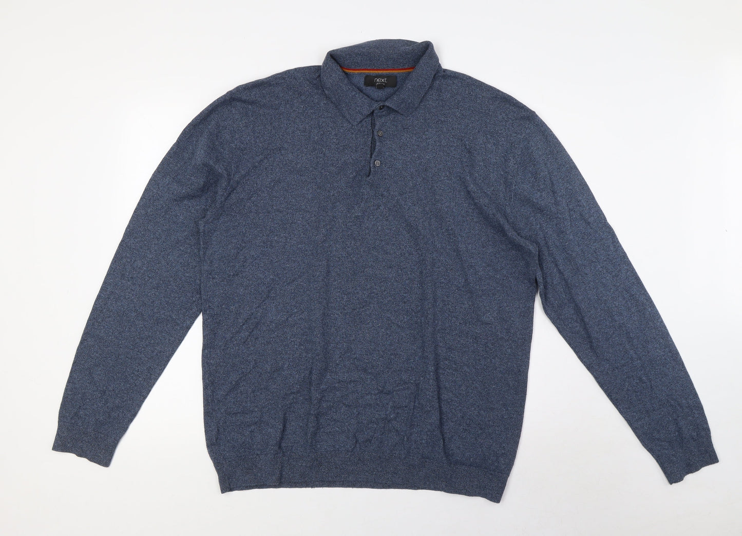 NEXT Mens Blue Cotton Pullover Sweatshirt Size 2XL - Button Up Neck