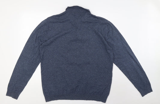 NEXT Mens Blue Cotton Pullover Sweatshirt Size 2XL - Button Up Neck
