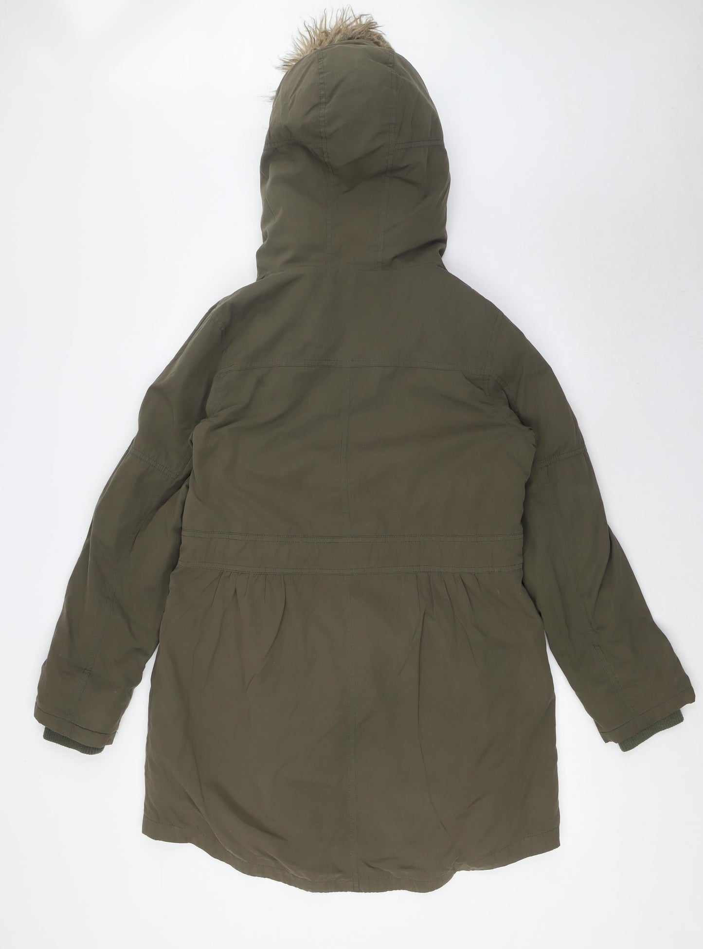Oasis Womens Green Parka Coat Size S Zip - Removable Lining