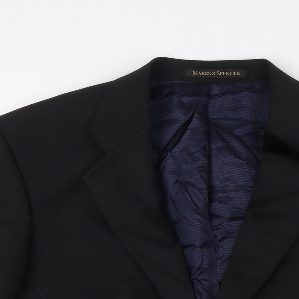 Marks and Spencer Mens Black Wool Tuxedo Suit Jacket Size 42 Regular