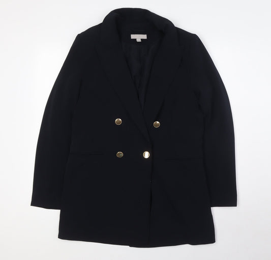 H&M Womens Black Jacket Blazer Size XS Button - Gold Effect Buttons