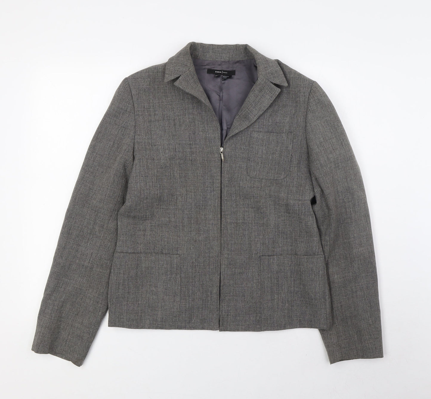 Zara Womens Grey Jacket Size 10 Zip
