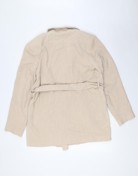 River Island Womens Beige Jacket Size 10 Button - Belted