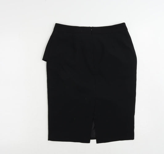 Dorothy Perkins Womens Black Polyester Straight & Pencil Skirt Size 10 Zip - Ruffle