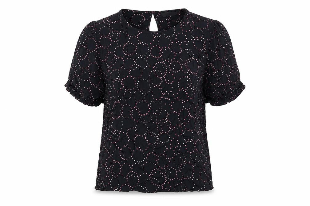 Marks and Spencer Womens Blue Polka Dot Viscose Basic Blouse Size 12 Round Neck