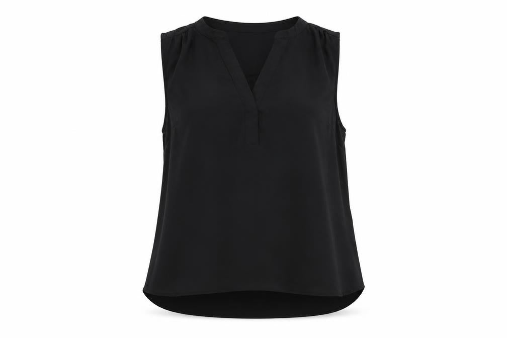 H&M Womens Black Polyester Basic Blouse Size 8 V-Neck