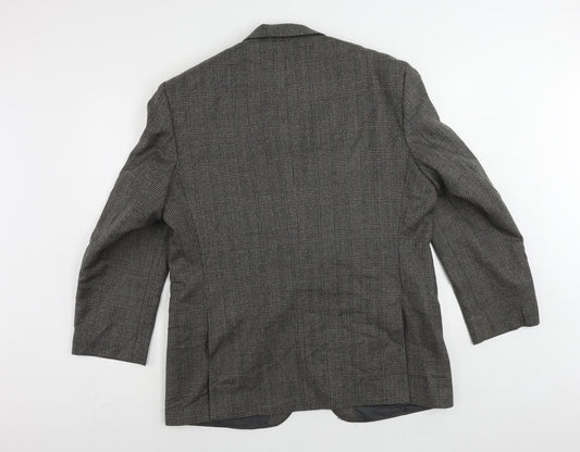 Hawksmoor Mens Grey Plaid Wool Jacket Suit Jacket Size 44 Regular