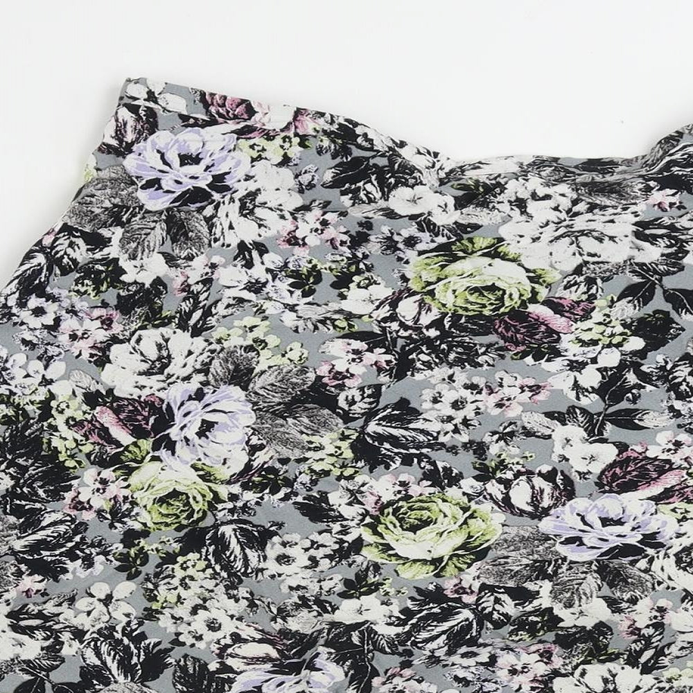 Marks and Spencer Womens Multicoloured Floral Viscose A-Line Skirt Size 10 Zip