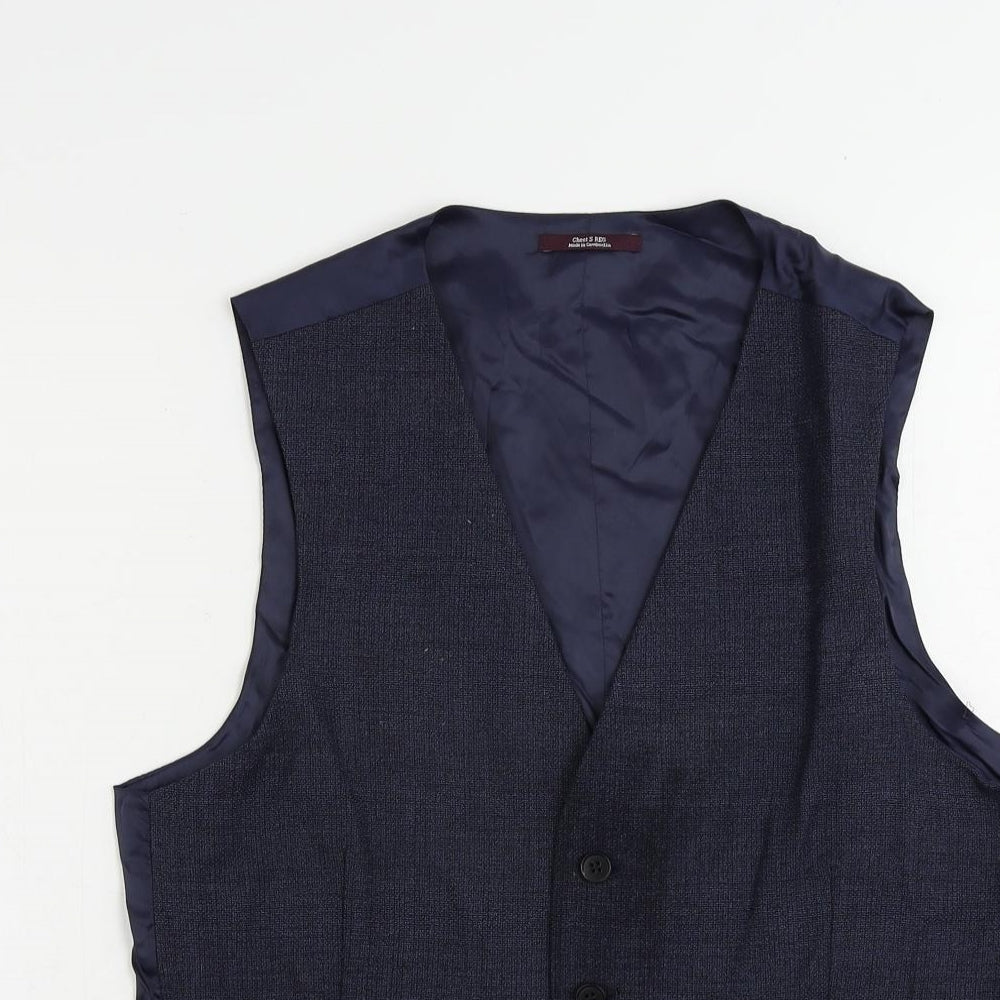 Marks and Spencer Mens Blue Wool Jacket Suit Waistcoat Size 36 Regular