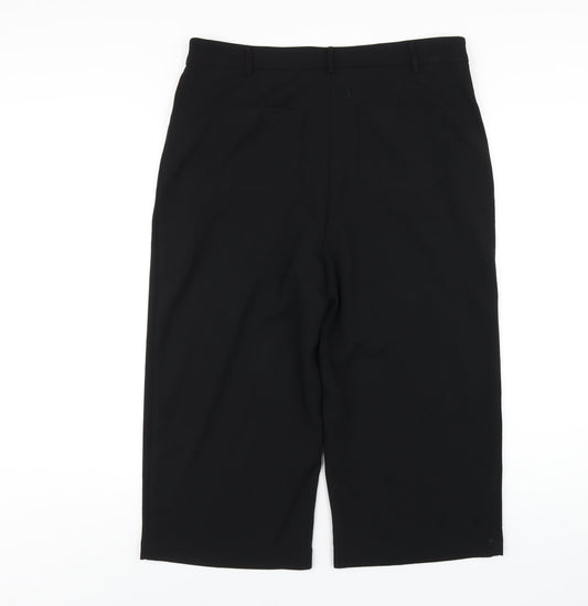 Emreco Womens Black Polyester Capri Trousers Size 14 L20 in Regular Zip