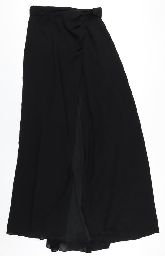 Yaura Womens Black Polyester A-Line Skirt Size 10 Zip