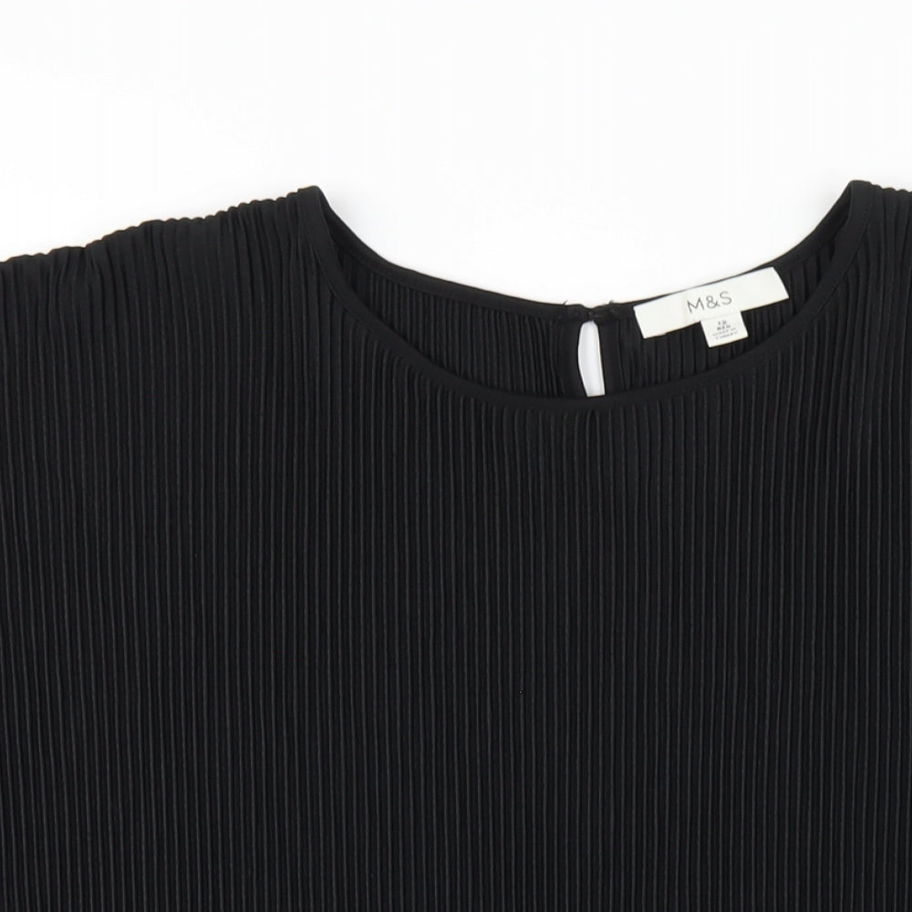 Marks and Spencer Womens Black Polyester Basic T-Shirt Size 12 Round Neck