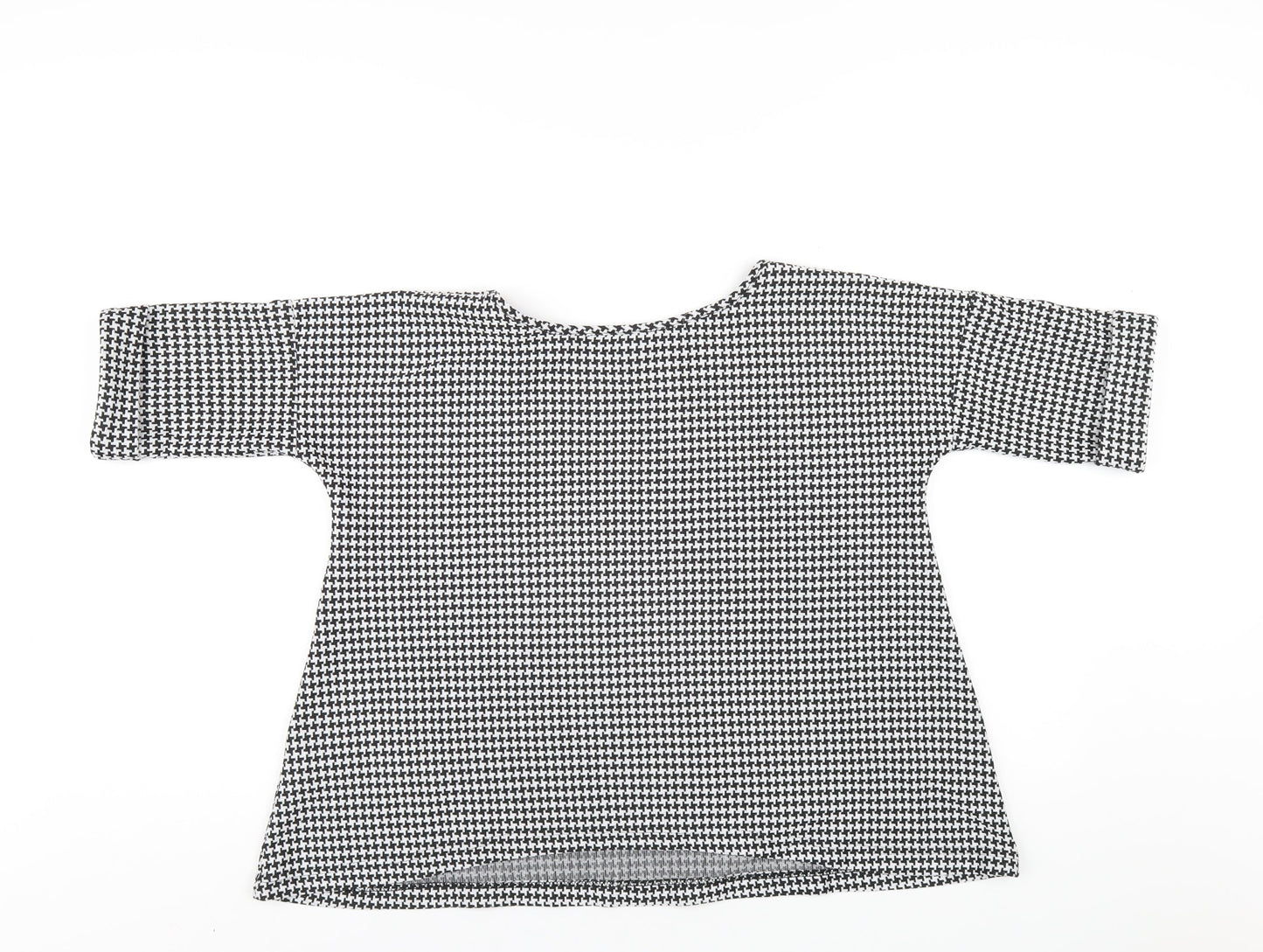 Blooming Marvellous Womens Black Geometric Polyester Basic T-Shirt Size 8 Round Neck