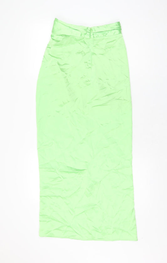 Zara Womens Green Polyester Maxi Skirt Size XS Zip