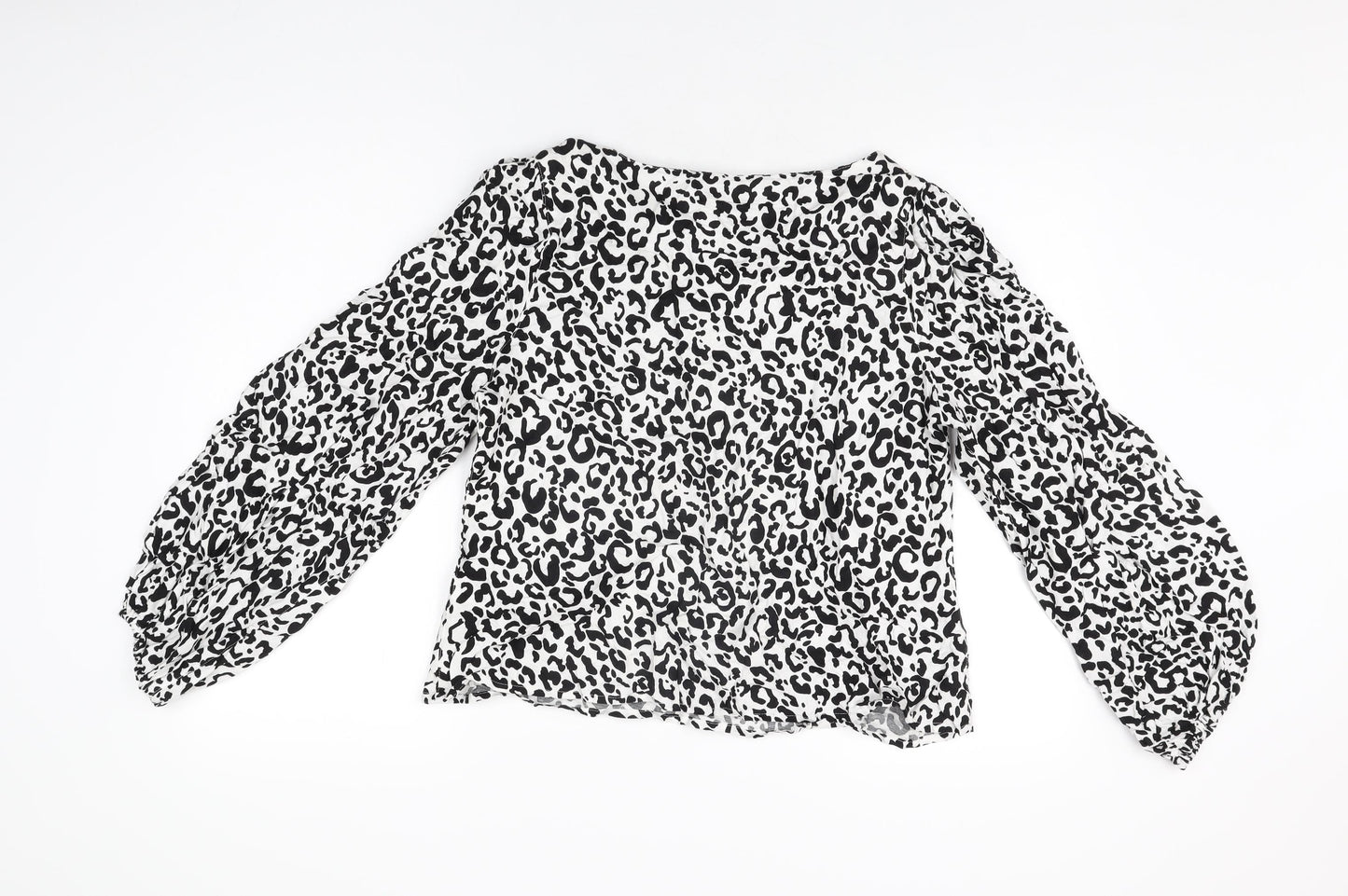 Per Una Womens White Animal Print Viscose Basic Blouse Size 12 V-Neck