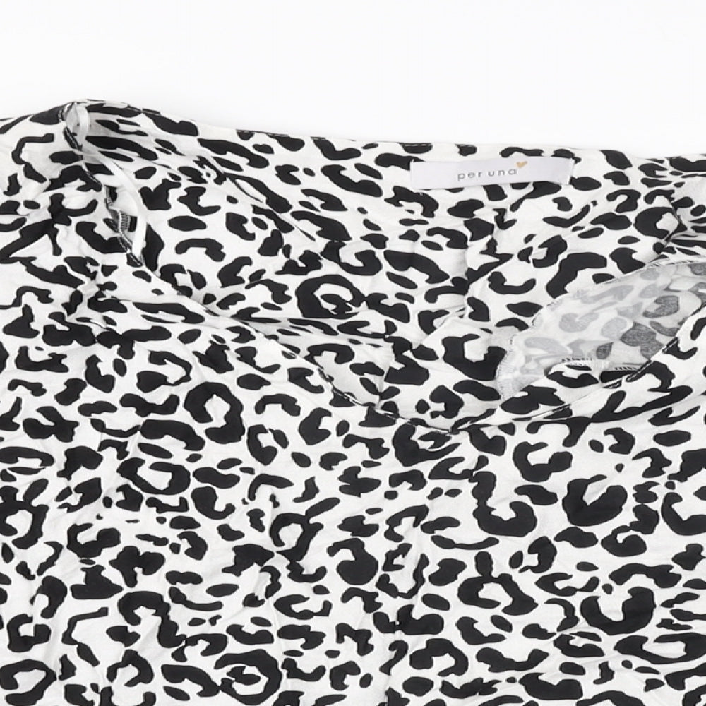 Per Una Womens White Animal Print Viscose Basic Blouse Size 12 V-Neck