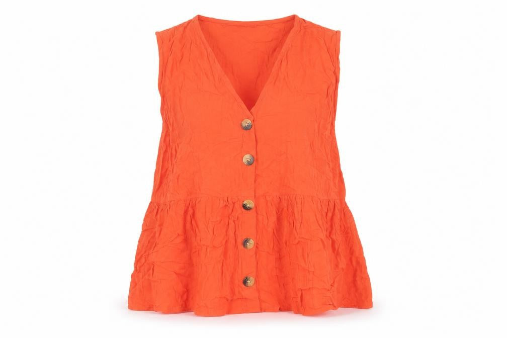 Marks and Spencer Womens Red Viscose Basic Button-Up Size 12 V-Neck