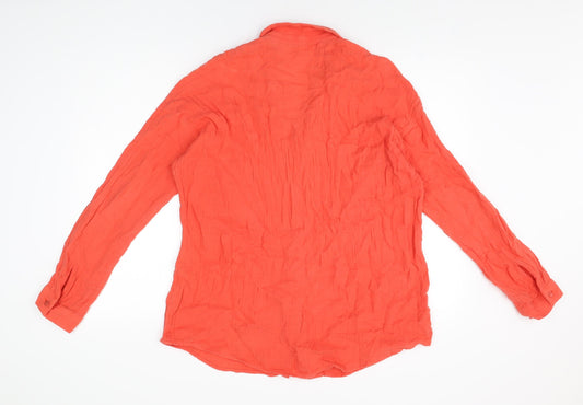 Eileen Fisher Womens Red Cotton Basic Button-Up Size M Collared