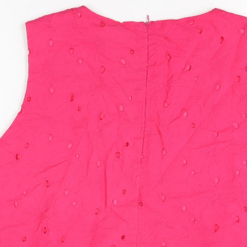 Lakeland Womens Pink Floral Polyester Basic T-Shirt Size XL Round Neck