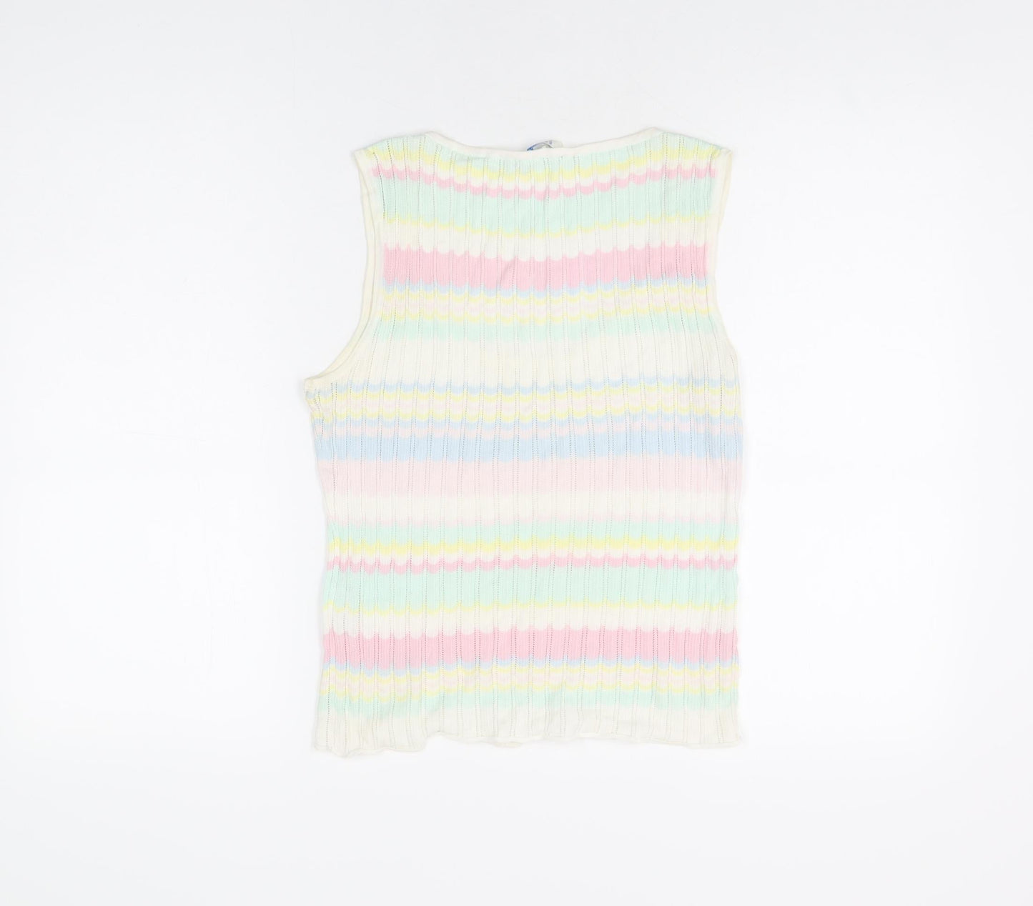 ESCADA Womens Multicoloured Geometric Viscose Basic T-Shirt Size S Scoop Neck