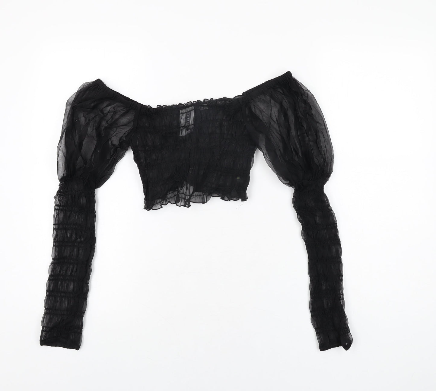 ASOS Womens Black Nylon Cropped T-Shirt Size 8 Square Neck