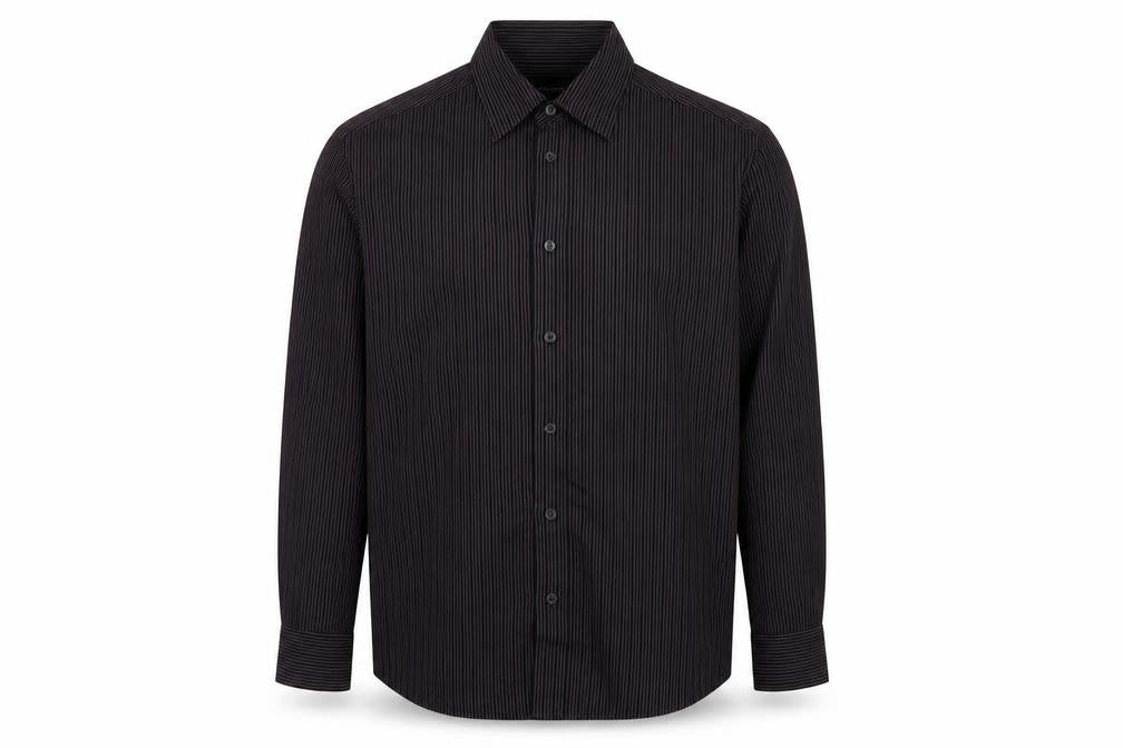 Autograph Mens Purple Striped Polyester Button-Up Size M Collared Button