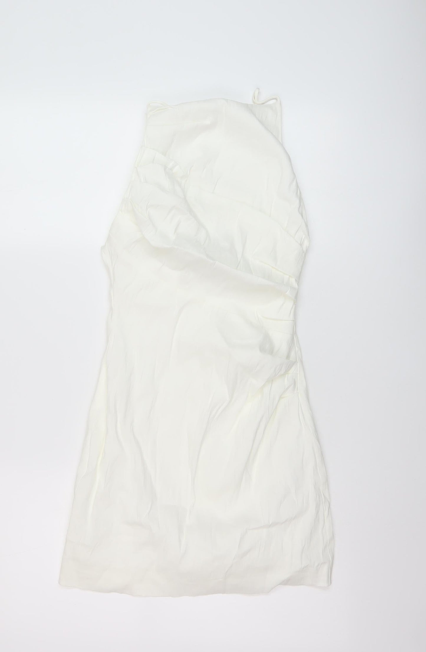 Zara Womens Ivory Linen Mini Size S Square Neck Zip