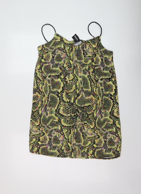 COLLUSION Womens Multicoloured Animal Print Polyester Mini Size 12 V-Neck Pullover