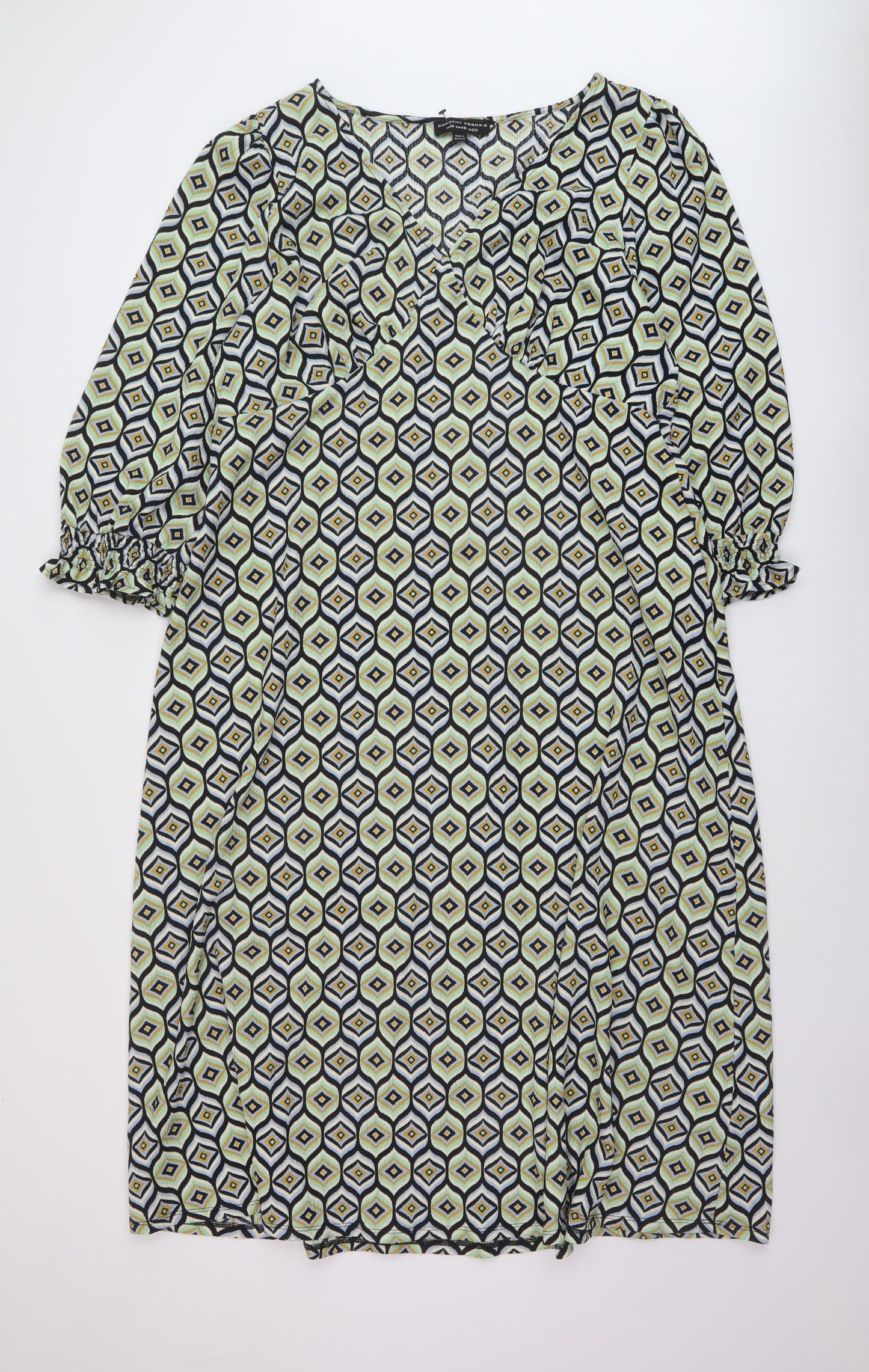 Dorothy Perkins Womens Multicoloured Geometric Polyester Sheath Size 20 V-Neck Pullover
