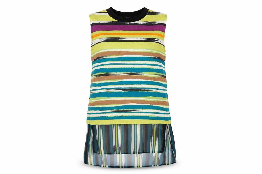 Per Una Womens Multicoloured Striped Viscose Tunic Tank Size 10 Crew Neck