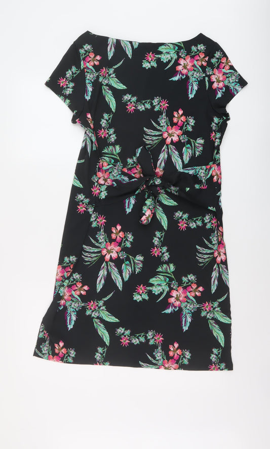 Kiabi Womens Black Floral Polyester A-Line Size 14 Round Neck Pullover