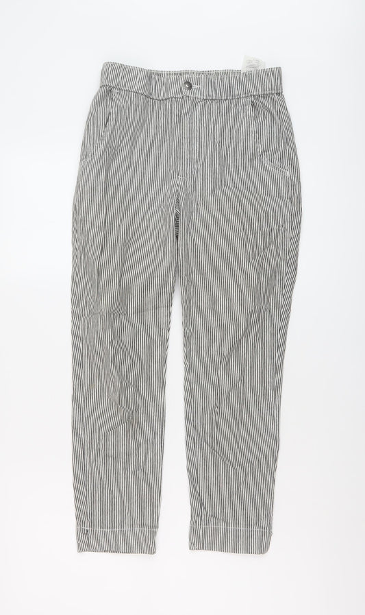 Hollister Womens Grey Striped Cotton Trousers Size S L24 in Regular Button