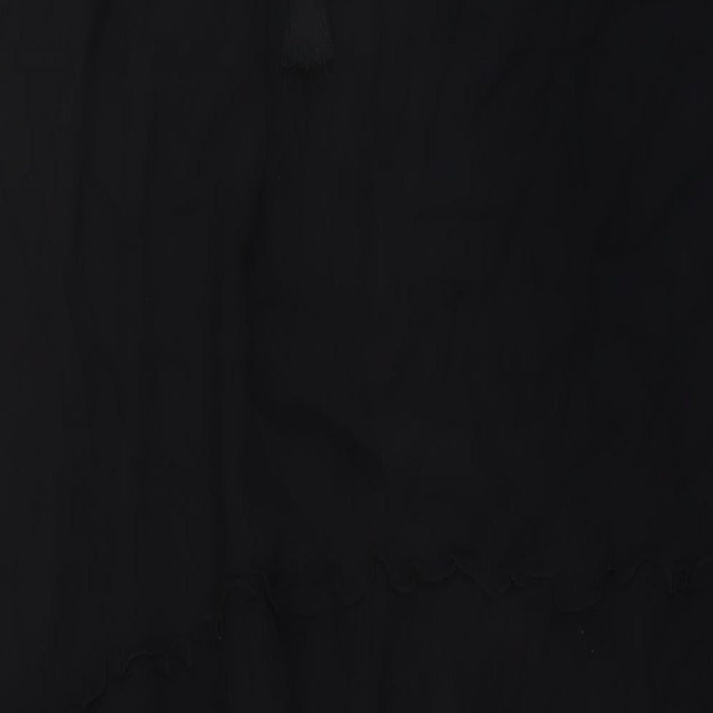 Marks and Spencer Womens Black Viscose A-Line Skirt Size 14 Drawstring