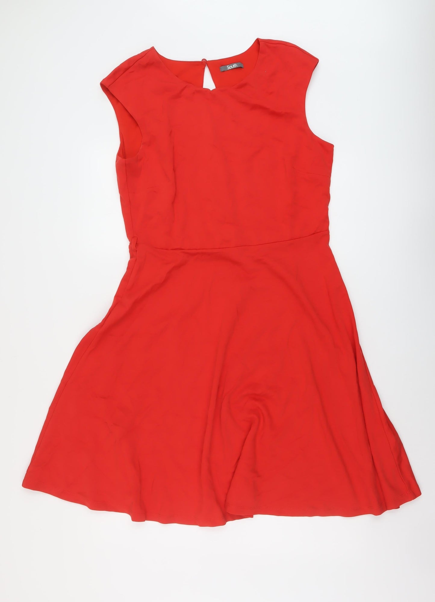 Soyuth Womens Red Viscose A-Line Size 16 Round Neck Button