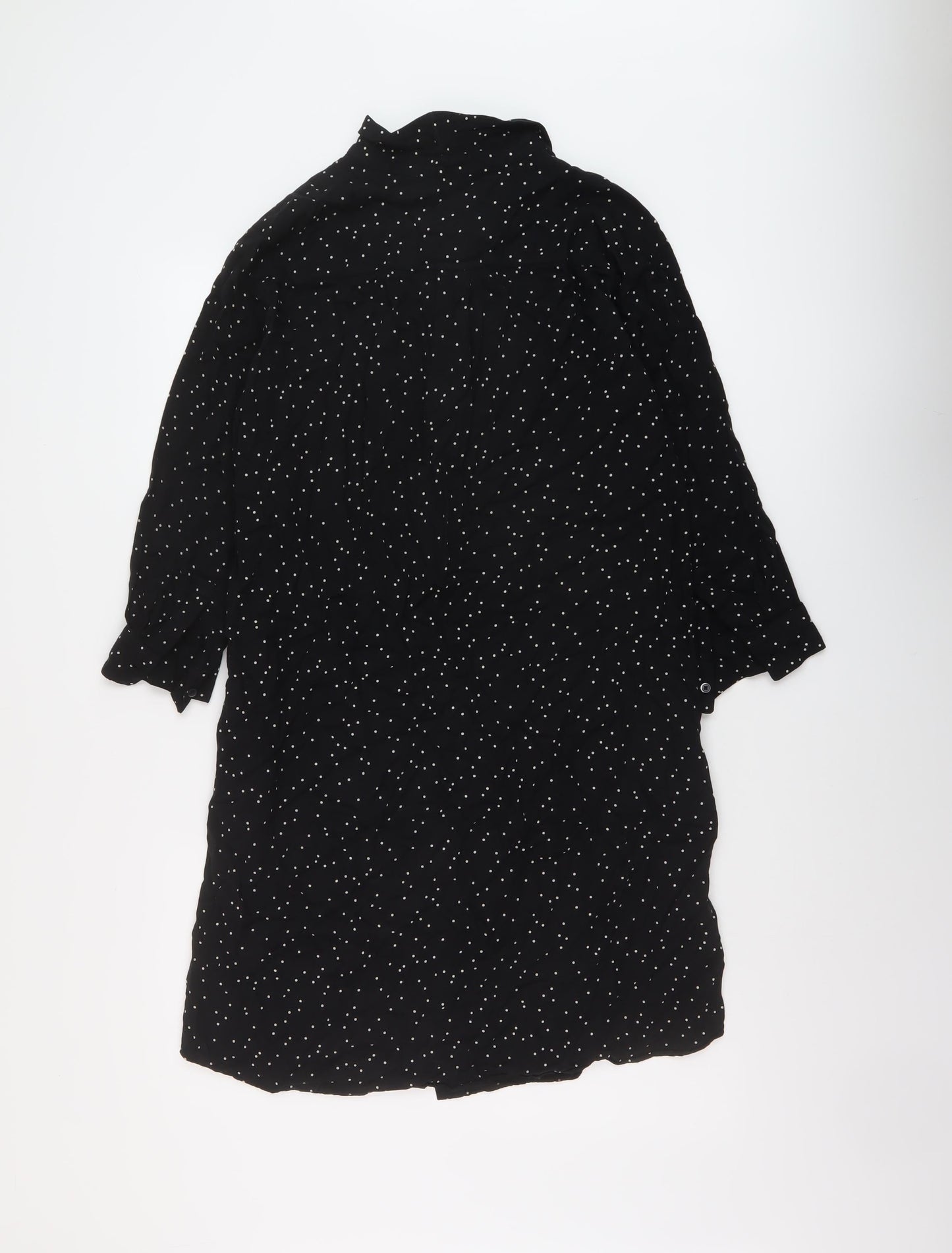 Uniqlo Womens Black Polka Dot Viscose Shirt Dress Size XS Collared Button
