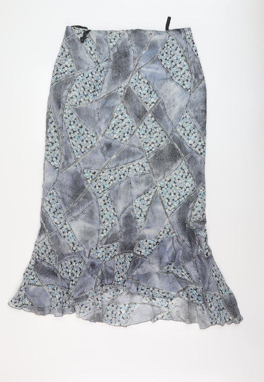 Steilmann Womens Blue Geometric Polyester A-Line Skirt Size 32 in Zip