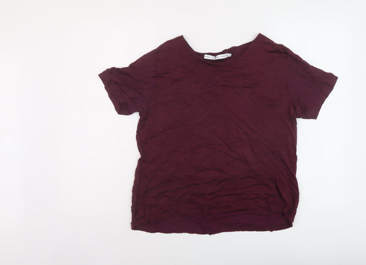 & Other Stories Womens Red Viscose Basic T-Shirt Size 8 Crew Neck