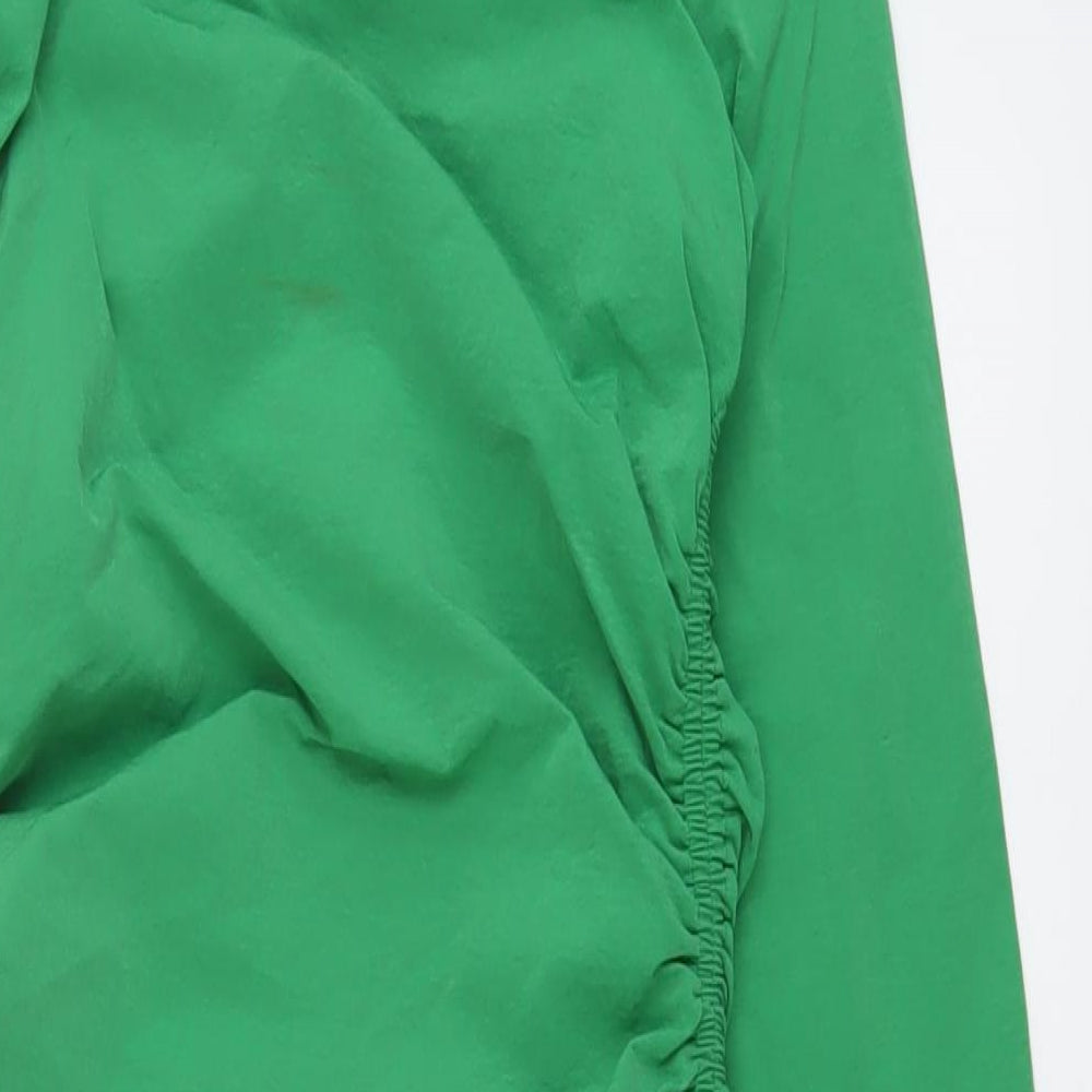 Zara Womens Green Polyester Bodycon Size M Round Neck Zip