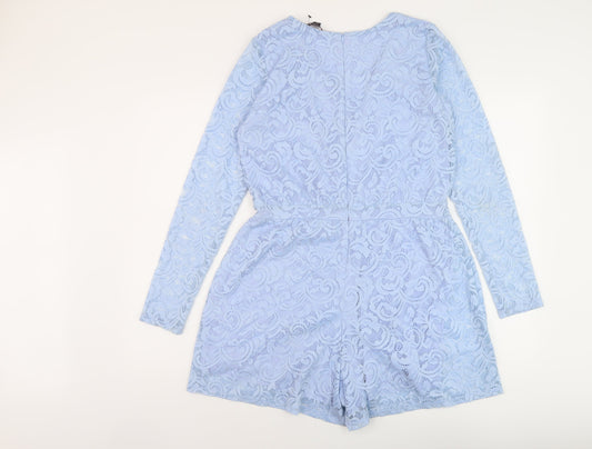 Therapy Womens Blue Nylon Playsuit One-Piece Size 12 Zip