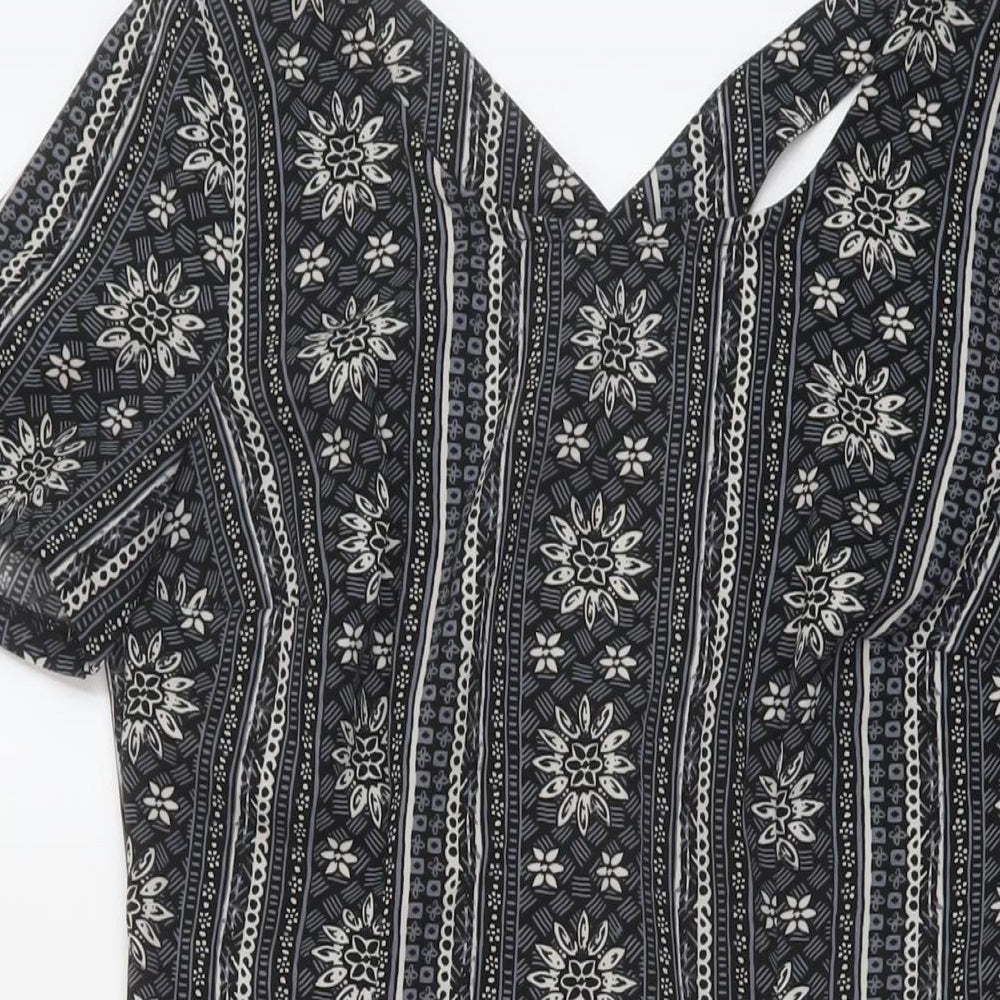 Hollister Womens Green Geometric Polyester A-Line Size S Round Neck Pullover