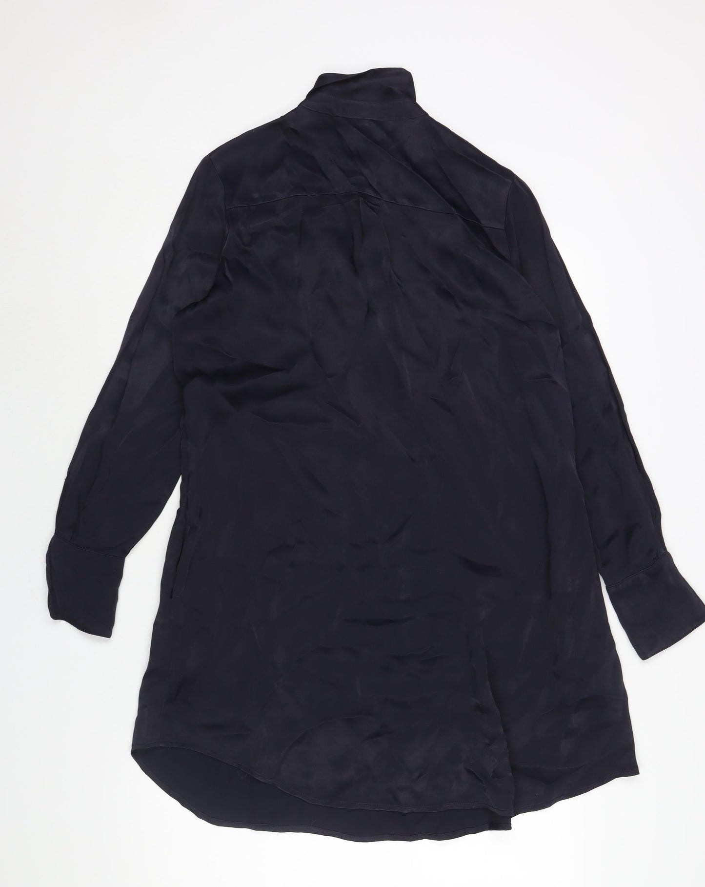 H&M Womens Blue Viscose Shirt Dress Size 10 Collared Button