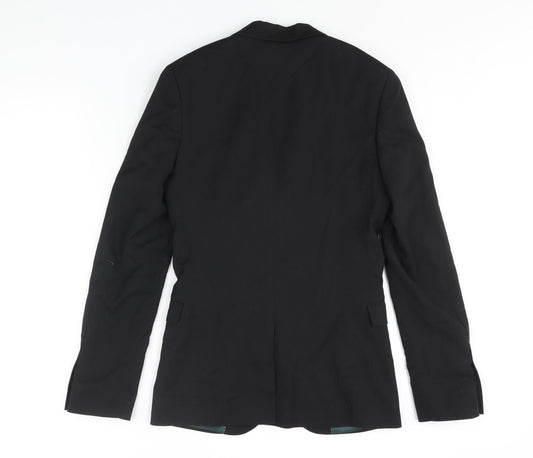 Topman Mens Black Polyester Jacket Suit Jacket Size 34 Regular