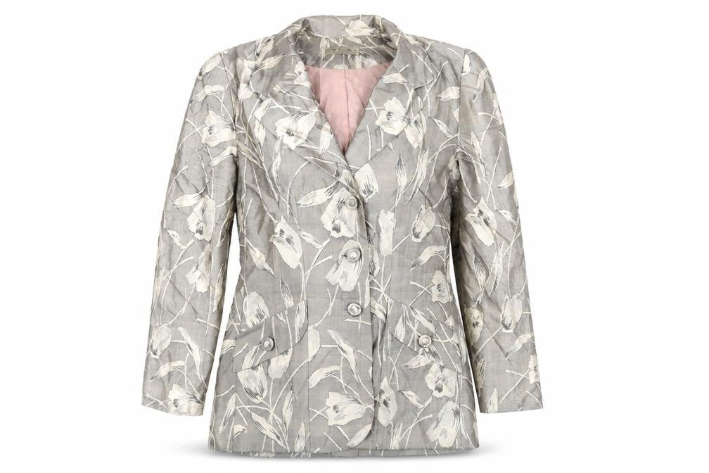 JFW Womens Grey Floral Jacket Blazer Size 10 Button