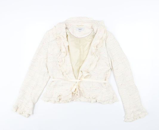 Nexst Womens Ivory Jacket Size 12 Hook & Eye - Frill Belted