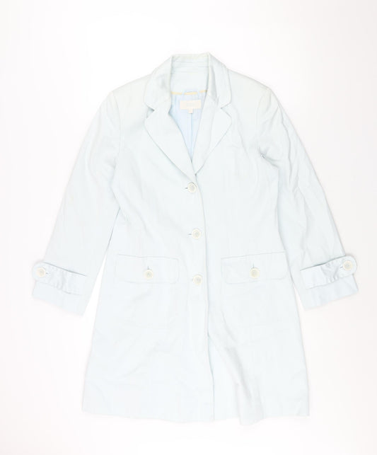 Marks and Womens Blue Trench Coat Coat Size 12 Button